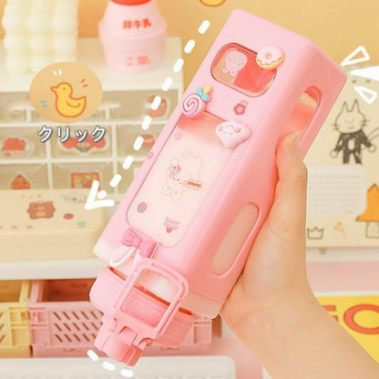 700ml Kawaii Water Bottle with Lid and Straw