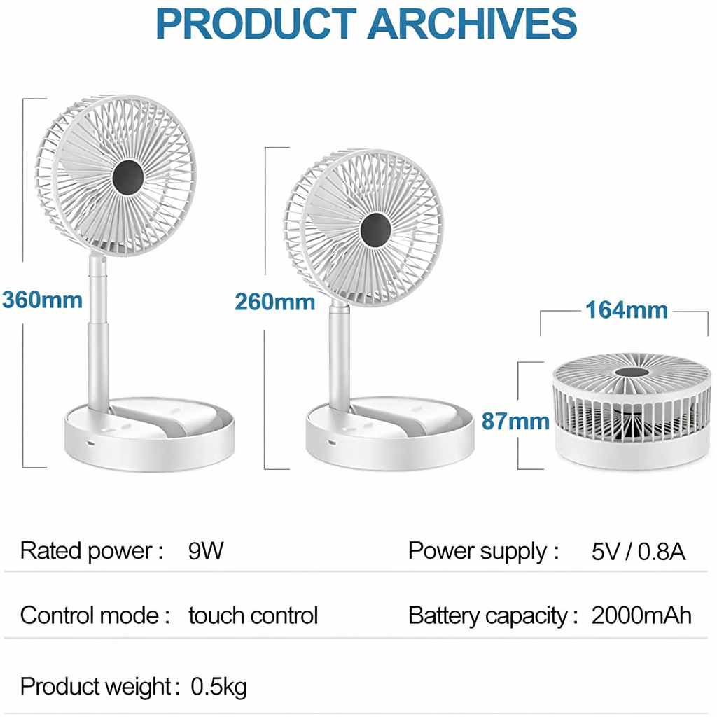 Portable USB Rechargeable Mini Desk Fan